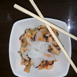 The squid salad was wonderfully fresh with a variety of tastes and textures.