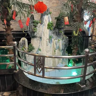 a waterfall in a restaurant