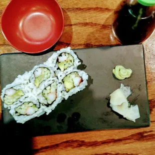 California roll which was EBS's favorite. Glad I learned to eat and love sushi. Chop sticks should be used.