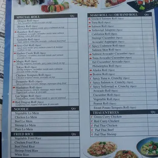 menu