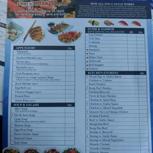 These are the buffet menus!