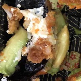 a close up view of the sushi