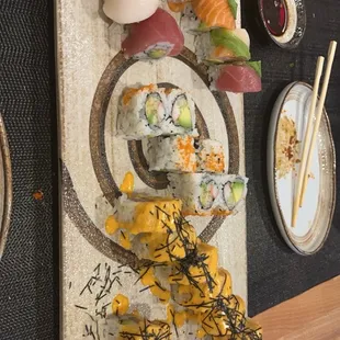 Mama 8 Piece Mamma Mia Roll, 6 Piece California Roll, 8 Piece Rainbow Roll