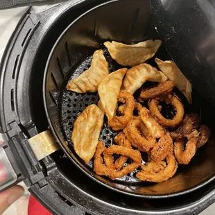 Reheating fried calamari in the air fryer because it was delivered cold