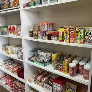 shelves of food