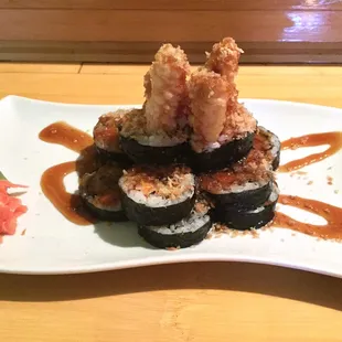 Fujiyama Roll w sweet potato tempura &amp; fried eel