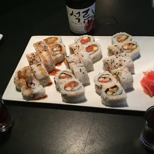 I forget all that we order but the middle is the spicy tuna. They were all great!