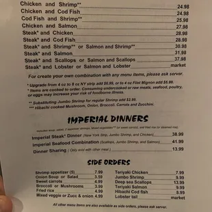 Full menu