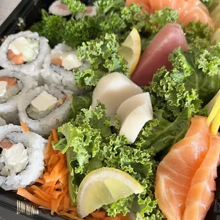 Sashimi and two rolls