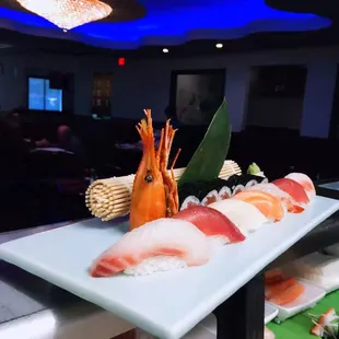 interior, sushi and sashimi