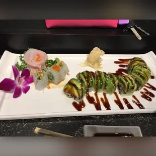 a plate of sushi