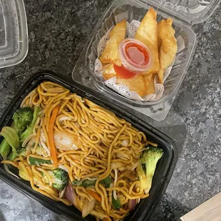 Vegetable Lo Mein Crab Rangoon