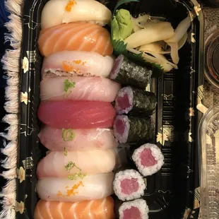 well yeah the roll fell over, but was very fresh &amp; everything i 'd expect out of a tuna roll.