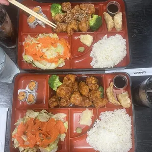 Sesame Chicken Bento Box Lunch and General Tao's Chicken Bento Box Lunch