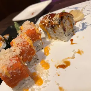 a sushi roll on a plate