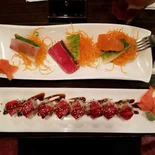 Phoenix roll below the, almost consumed, sashimi!