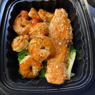 Teppanyaki Salmon and Shrimp