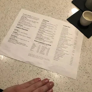 the menu