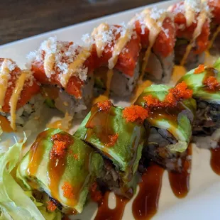 Spicy girl roll, and Dragon roll