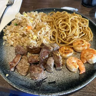 Steak and shrimp lunch