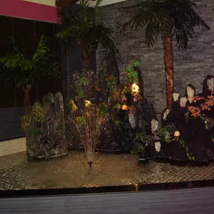 a fountain in a restaurant