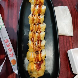 Las Vegas rolls aka cooked California rolls. Yum.