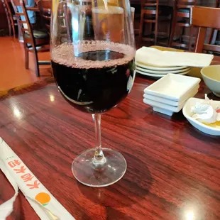 Glass of merlot wine.