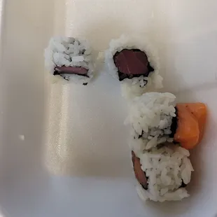 Salmon roll and tuna roll