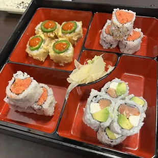 Lunch Sushi Mexican roll, Philly roll and Spicy Tuna very good