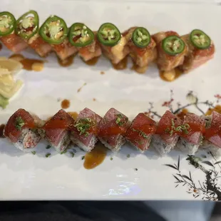 Top Black Pepper Tuna Roll  Bottom Sea Lobster Roll