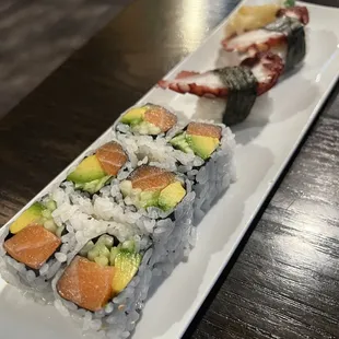 Alaska roll and octopus nigiri