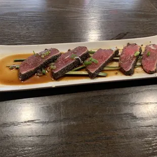 Tuna Tataki. Sides are heavily rubbed with black pepper and that's amazing. Very very tasty!
