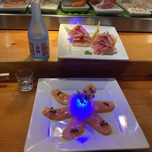 Fresh &amp; delicious yellowtail &amp; albacore sashimi.