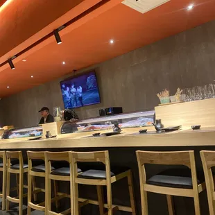 the counter and the tv