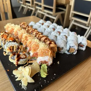 Salmon roll, ichiban roll, etc.