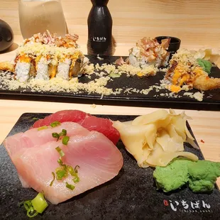 Sushi and red tuna sashimi