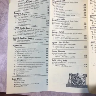 menu