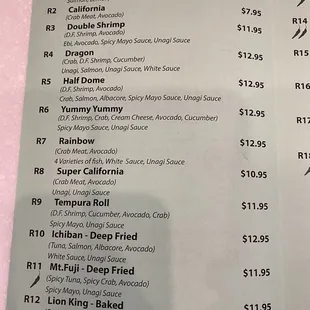 Page 1 of 2 sushi roll menu