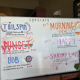 a menu for a sushi restaurant