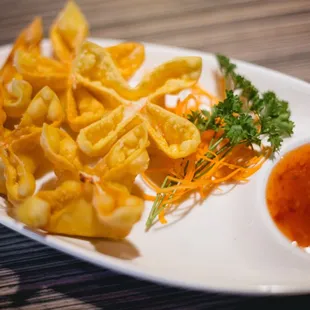 a plate of fried food with sauce