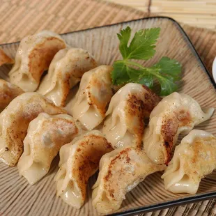 a plate of dumplings