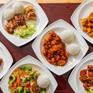 a variety of asian dishes