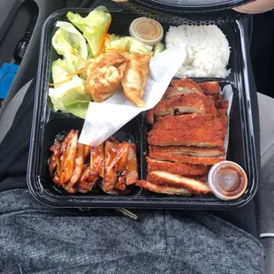 Bento box, chicken teriyaki and chicken Katsu