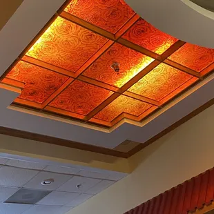 the ceiling of a restaurant