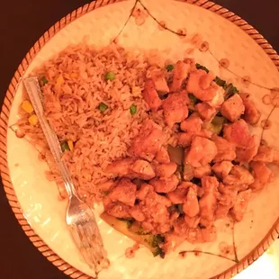 Forks added for scale. These portions are huge! Steak udon and chicken hibachi shown.