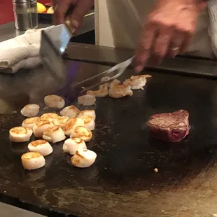 Scallops, shrimp and steak