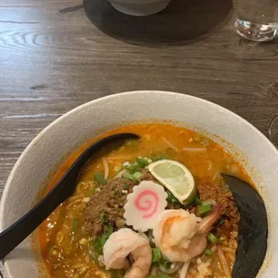 Red Curry Ramen (near) Seafood Ramen (far)