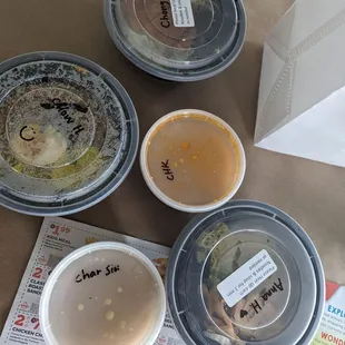 2 ramens and 1 rice bowl