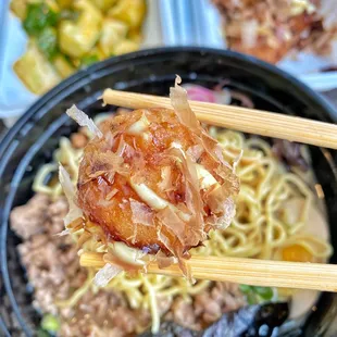 Takoyaki (octopus dumpling) - so so good!  IG: @bettyeatsthecity