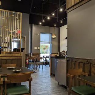 There are larger tables at the front